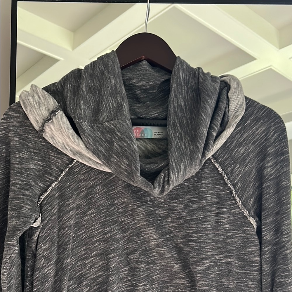 FP Movement by Free People Gray Cowl Neck Top